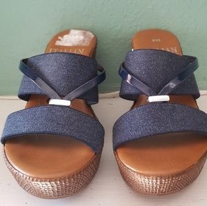 Denim wedge sandles
